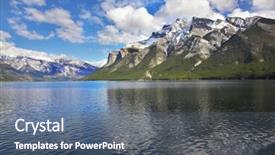  Presentation with ripples - Slides consisting of northern mountains surrounding the magic lake covered by an easy ripples background and a ocean colored foreground