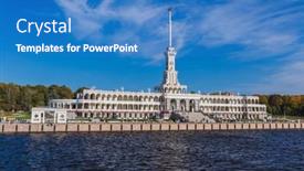  Presentation with civil engineering total station - Amazing presentation theme having northern-river-station-in-moscow backdrop and a teal colored foreground