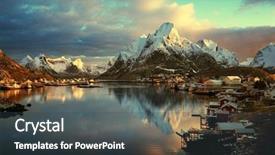  Presentation with village - Colorful theme enhanced with noruega - snow in reine village lofoten backdrop and a dark gray colored foreground
