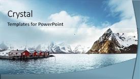  Presentation with norway - Slide set consisting of noruega - spring sunset - reine lofoten background and a light blue colored foreground