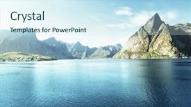  Presentation with overcrowding islands - PPT theme featuring noruega - sunset in lofoten islands norway background and a cool aqua colored foreground