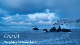  Presentation with bad weather - Presentation design enhanced with norway-coast-in-winter background and a ocean colored foreground