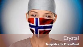  Presentation with blue professional - Amazing slide deck having norway-covid-19-doctor-woman backdrop and a coral colored foreground