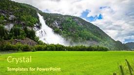  Presentation with powerful - Slide set with norway-huge-powerful-cascading-waterfal background and a  colored foreground