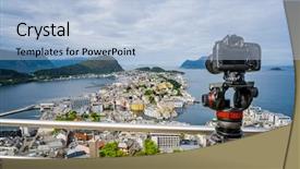  Presentation with sea port - Audience pleasing presentation consisting of norway it is a sea backdrop and a light blue colored foreground