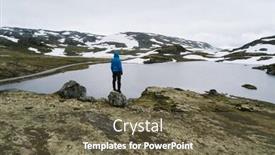  Presentation with route - Beautiful PPT layouts featuring norway lake flyvotni near sogn og fjordane county road norwegian tourist route aurlandsfjellet runs from aurlandsvangen to laerdalsoyri traveler looks at the harsh northern nature backdrop and a tawny brown colored foreground