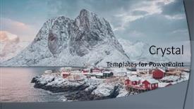  Presentation with falling snow - Colorful PPT layouts enhanced with norway with red rorbu house backdrop and a light gray colored foreground