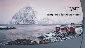  Presentation with falling snow - Colorful slides enhanced with norway with red rorbu house backdrop and a light gray colored foreground