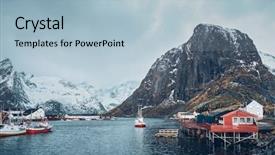  Presentation with fishing boats - Cool new presentation with norway with red rorbu house backdrop and a light blue colored foreground