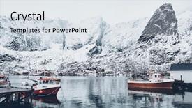  Presentation with fishing boat - Colorful theme enhanced with norway with red rorbu house backdrop and a sky blue colored foreground