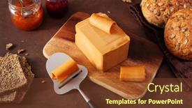  Presentation with cheese - Slide set with norwegian-brunost-traditional-brown-cheese background and a tawny brown colored foreground