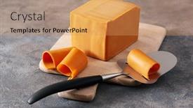  Presentation with cheese - Slides consisting of norwegian-brunost-traditional-brown-cheese background and a yellow colored foreground