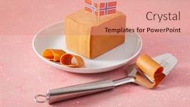  Presentation with cheese - Slide deck consisting of norwegian-brunost-traditional-brown-cheese background and a coral colored foreground
