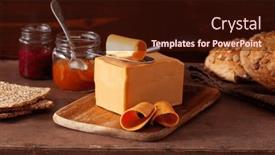  Presentation with rustic - PPT layouts consisting of norwegian-brunost-traditional-brown-cheese background and a wine colored foreground