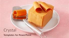  Presentation with cheese - Slides having norwegian-brunost-traditional-brown-cheese background and a lemonade colored foreground