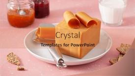  Presentation with cheese - Presentation theme consisting of norwegian-brunost-traditional-brown-cheese background and a coral colored foreground