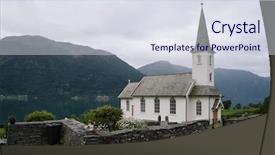  Presentation with welcome to church - PPT theme enhanced with norwegian church - nes kyrkje commune background and a sky blue colored foreground