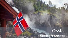  Presentation with flag - Amazing theme having norwegian flag against rushing latefoss backdrop and a gray colored foreground