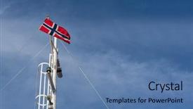  Presentation with sunny sky - Presentation theme featuring norwegian flag on a flagpole background and a teal colored foreground
