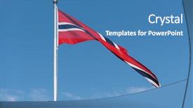  Presentation with blue weather vane - PPT theme consisting of norwegian flag on a flagpole background and a teal colored foreground