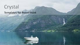  Presentation with mountain view - Amazing theme having norwegian-landscape-with-a-boat backdrop and a light blue colored foreground