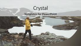  Presentation with mountain road up hill - PPT theme with norwegian landscape with snowy mountains background and a light gray colored foreground