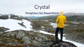  Presentation with mountain lake - PPT layouts featuring norwegian landscape with snowy mountains background and a sky blue colored foreground