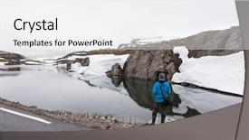  Presentation with mountain lake - Audience pleasing slides consisting of norwegian landscape with snowy mountains backdrop and a  colored foreground