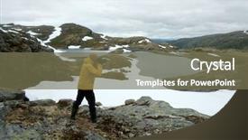  Presentation with mountain lake - Slides consisting of norwegian landscape with snowy mountains background and a  colored foreground