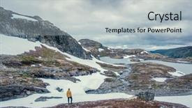  Presentation with mountains fantasy abstract nature landscape - Presentation theme consisting of norwegian landscape with snowy mountains background and a light gray colored foreground