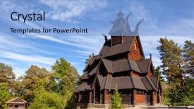  Presentation with church history - Presentation having norwegian museum of cultural history background and a light blue colored foreground