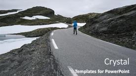  Presentation with route - Cool new PPT layouts with scenic route aurlandsfjellet a guy backdrop and a gray colored foreground