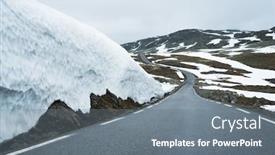 Presentation with route - Presentation theme with norwegian tourist route aurlandsfjellet runs from aurlandsvangen to laerdalsoyri snowy road bjorgavegen background and a gray colored foreground
