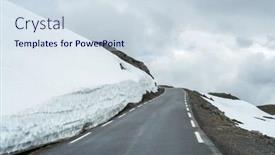  Presentation with route - Colorful slide set enhanced with norwegian tourist route aurlandsfjellet runs from aurlandsvangen to laerdalsoyri snowy road bjorgavegen backdrop and a sky blue colored foreground