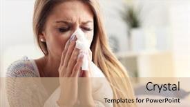  Presentation with sneezing - Audience pleasing presentation consisting of nose - picture showing sick woman sneezing backdrop and a coral colored foreground