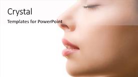  Presentation with feminine - PPT theme enhanced with nose - profile of feminine face background and a sky blue colored foreground
