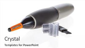  Presentation with hair brush - Presentation design consisting of nose and ear hair trimmer background and a  colored foreground