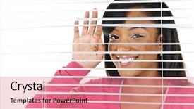  Presentation with black woman - Beautiful theme featuring nosey - happy young black woman looking backdrop and a coral colored foreground