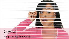  Presentation with black woman - Cool new slides with nosey - young black woman looking backdrop and a coral colored foreground