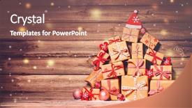  Presentation with christmas gift wrap - Slides enhanced with nostalgic - christmas background with decorations background and a coral colored foreground