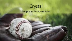  Presentation with vintage baseball - PPT layouts consisting of nostalgic - vintage baseball glove and ball background and a yellow colored foreground