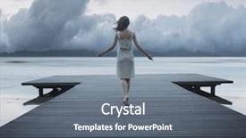  Presentation with wood bridge - Theme consisting of nostalgic - woman on a wooden bridge background and a gray colored foreground