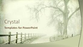  Presentation with foggy - Slide set enhanced with nostalgic autumn scene foggy park trail - landscape with a grunge texture effect background and a cream colored foreground