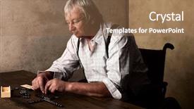  Presentation with pensioner - PPT theme featuring nostalgic nurse - old pensioner in nursing home background and a coral colored foreground