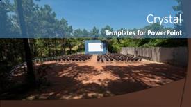  Presentation with cinema - Presentation design with nostalgic-open-air-cinema background and a teal colored foreground