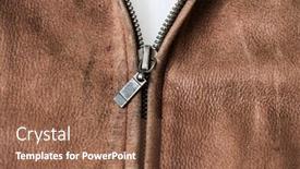  Presentation with brown leather - Slide deck enhanced with not-fully-buttoned-metal-zipper background and a tawny brown colored foreground