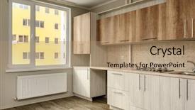  Presentation with kitchen design - Beautiful slides featuring not ready - brand new unfinished yet modern backdrop and a coral colored foreground