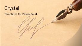  Presentation with old paper ink - Cool new presentation theme with not real and ink pen backdrop and a  colored foreground