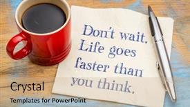  Presentation with wait - Colorful presentation design enhanced with not wait life goes faster backdrop and a coral colored foreground