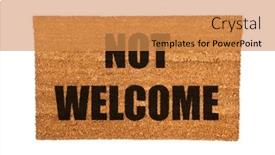  Presentation with welcome - Colorful slides enhanced with not-welcome-doormat-isolated backdrop and a gold colored foreground